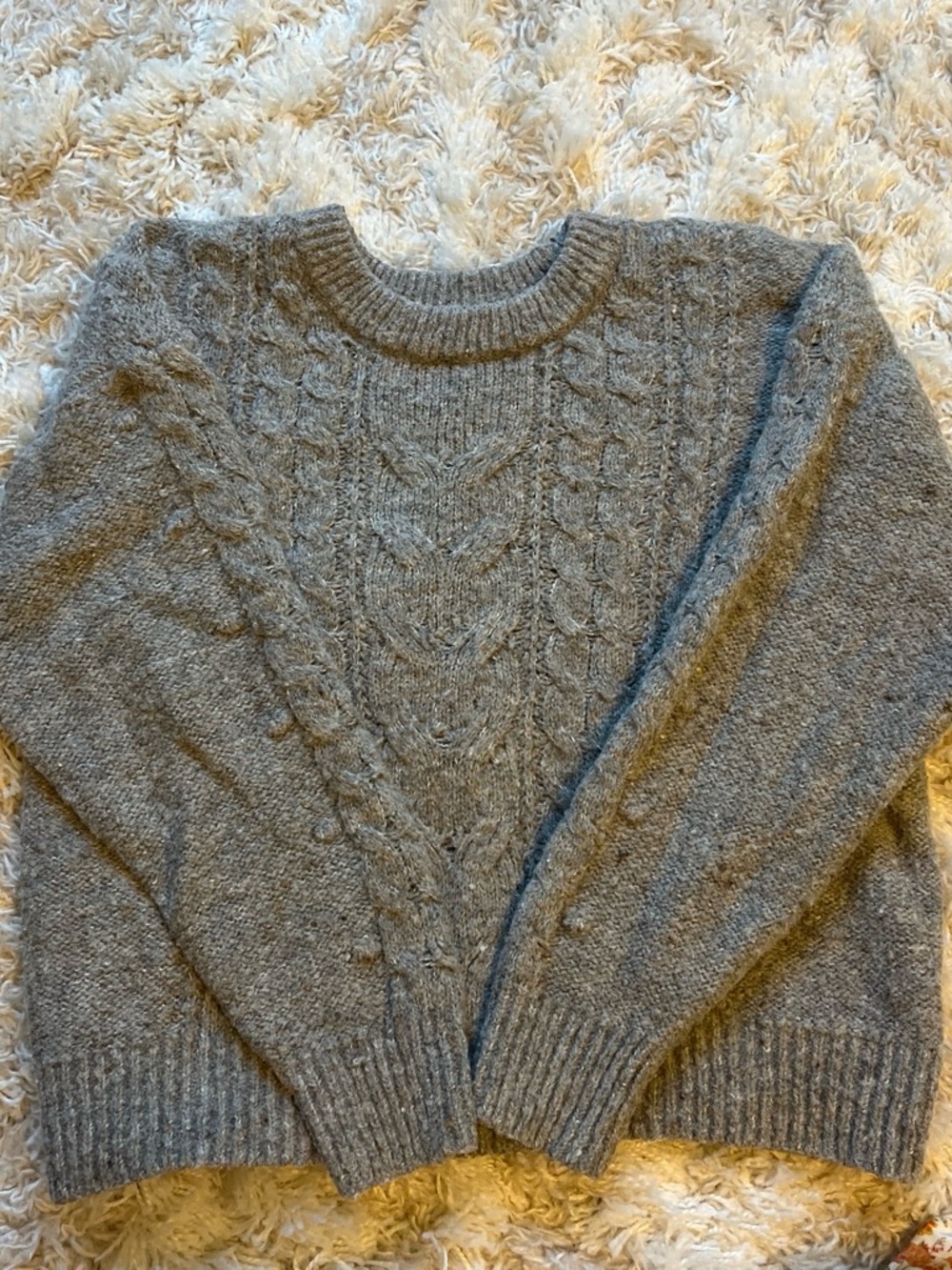 Old Navy Gray Cable Knit Crewneck Sweater